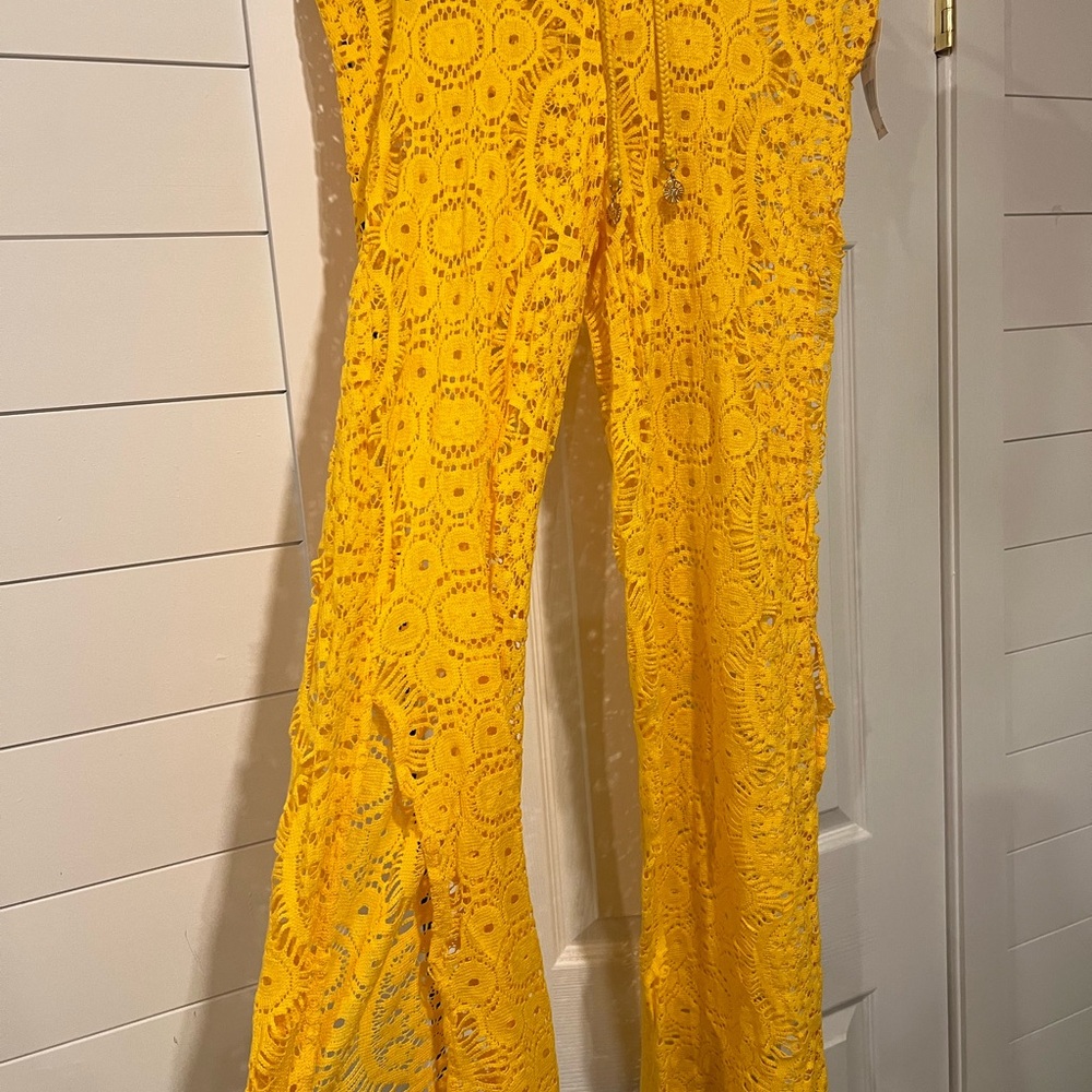 Yellow Lace Wide Leg Jumpsuit